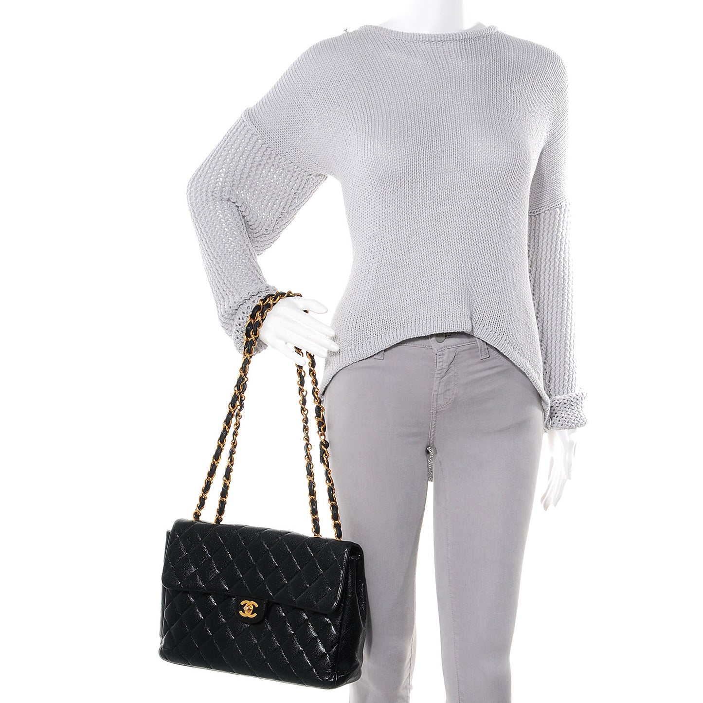Caviar Jumbo Single Flap Black