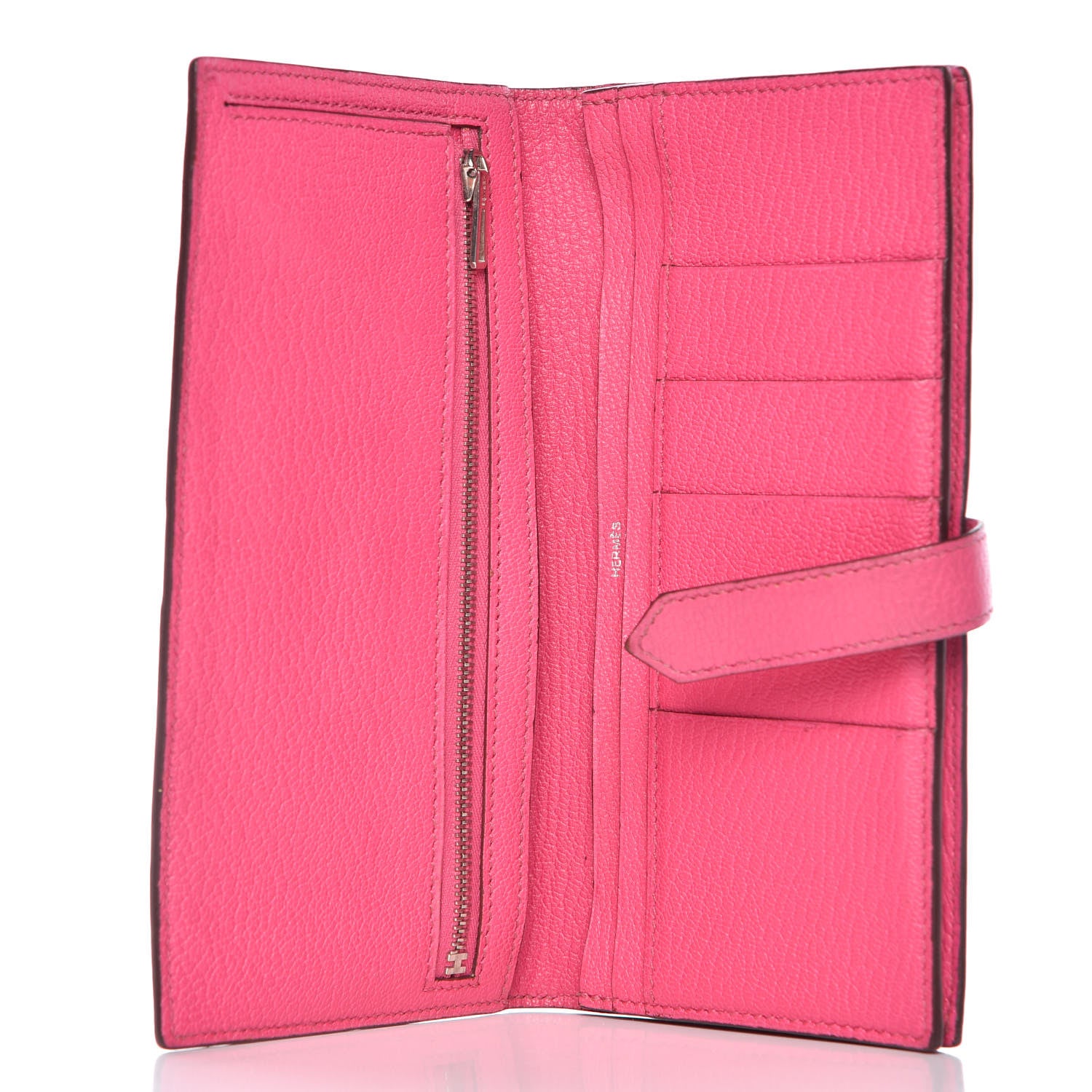 Hermes Chevre Mysore Bi-Color Bearn Gusset Wallet Etoupe Rose Shocking 7 of 14