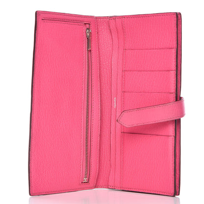 Hermes Chevre Mysore Bi-Color Bearn Gusset Wallet Etoupe Rose Shocking 7 of 14