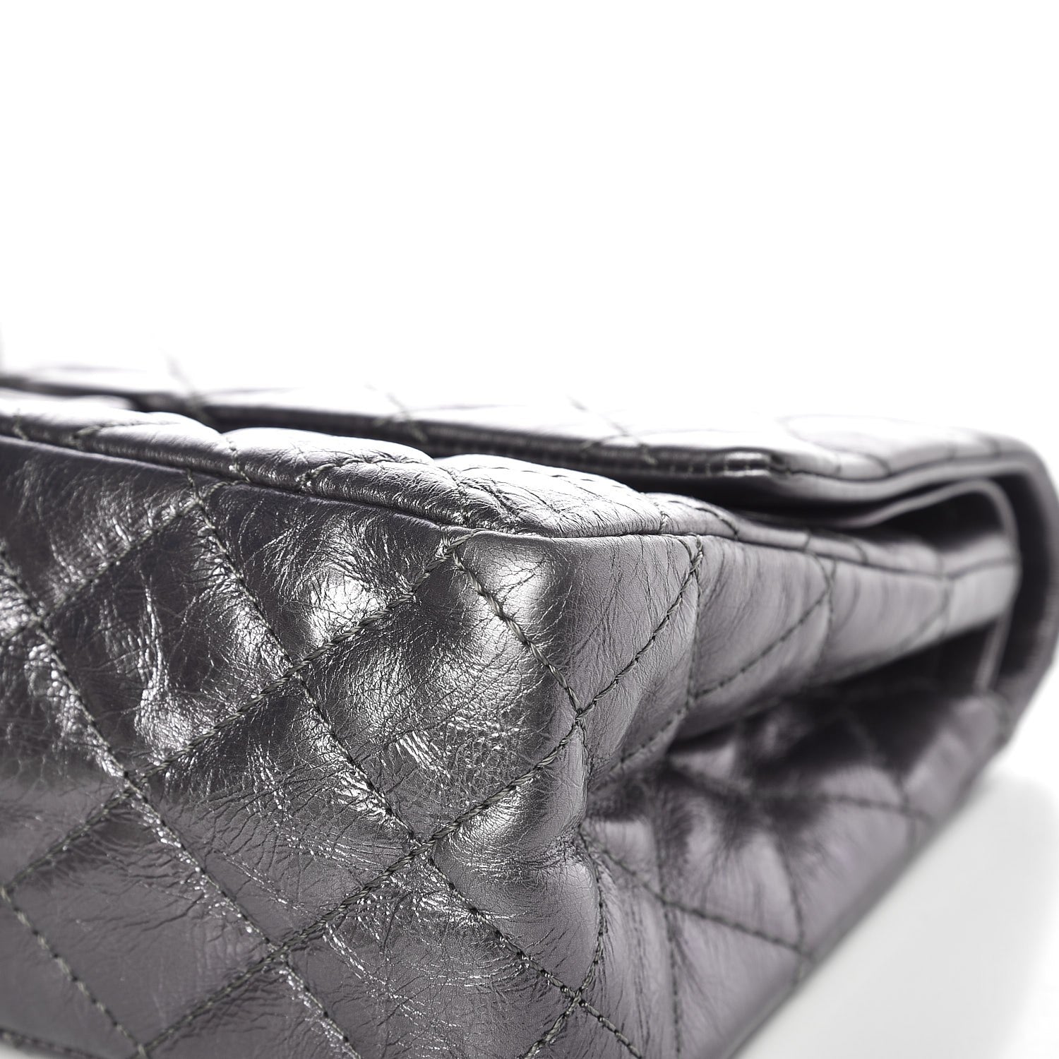 Chanel Metallic Aged Calfskin Quilted 2.55 Reissue 226 Flap Dark Silver 9 of 10