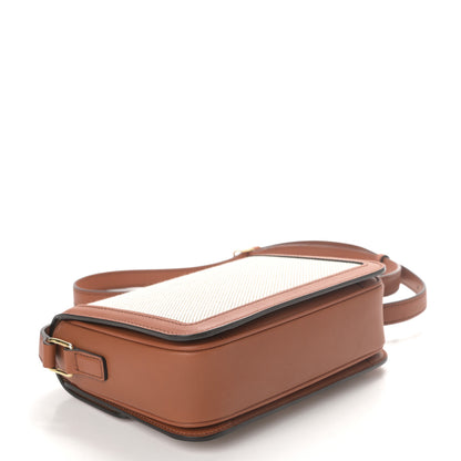 Celine Textile Natural Calfskin Teen Triomphe White Tan 4 of 10