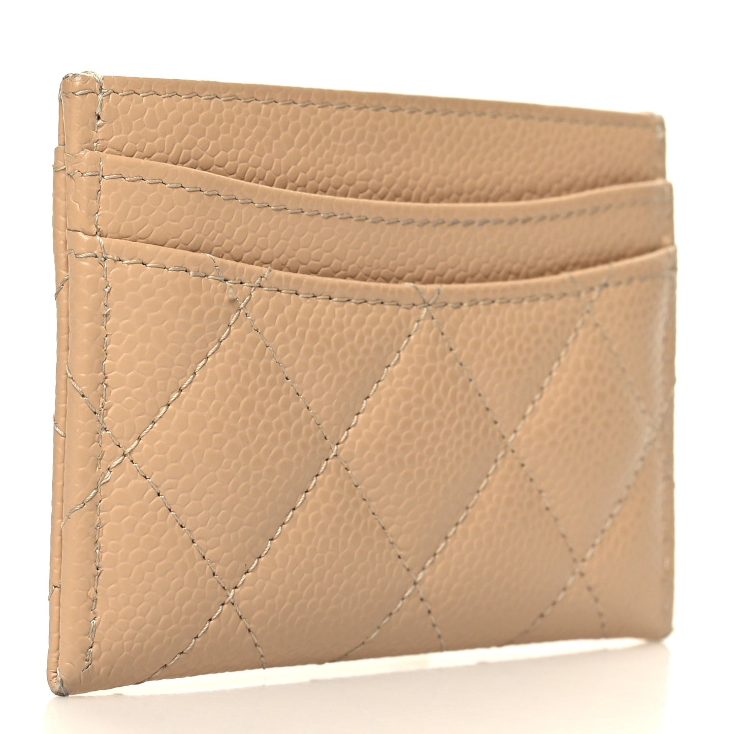 Caviar Quilted Card Holder Beige