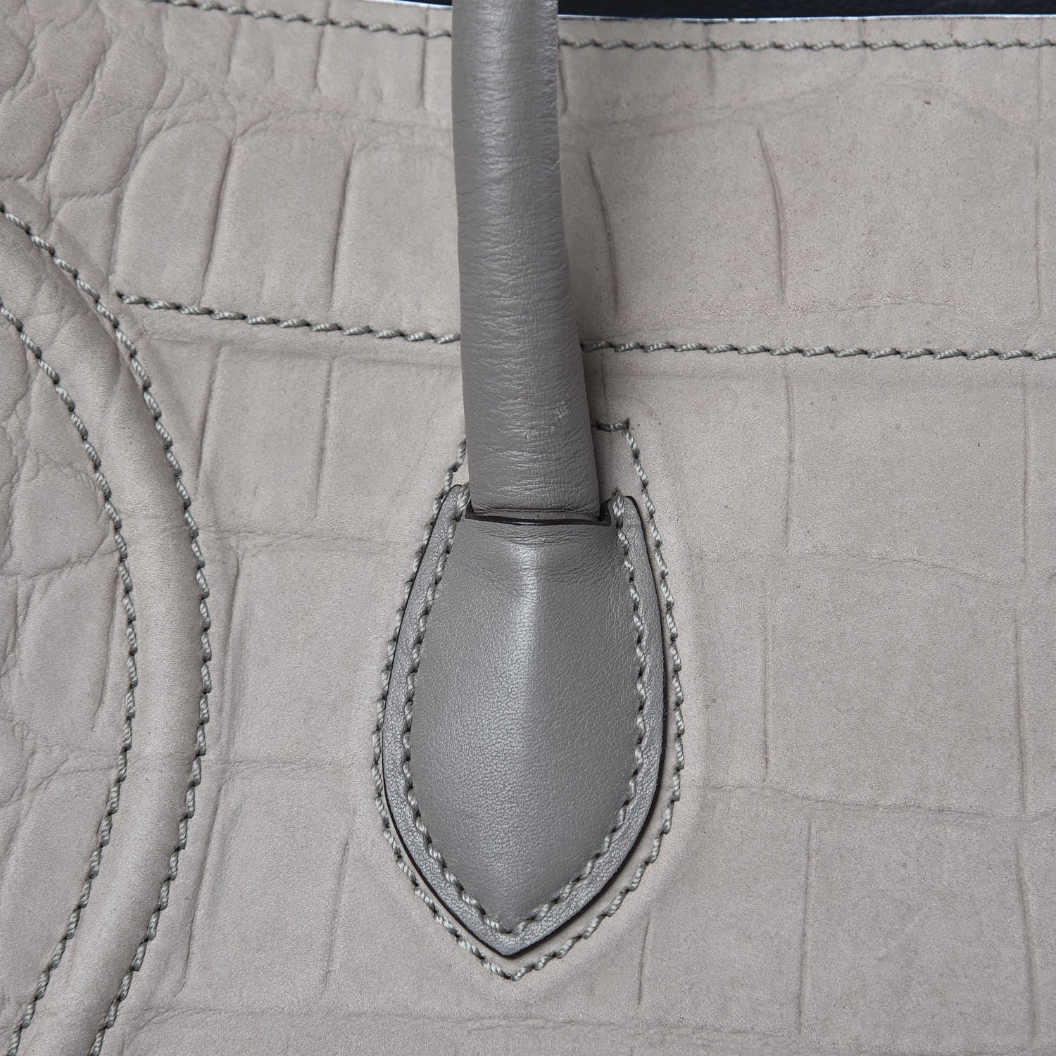 Celine Crocodile Embossed Nubuck Medium Phantom Luggage Grey 18 of 20
