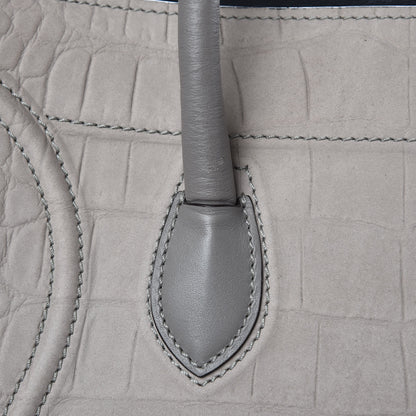 Celine Crocodile Embossed Nubuck Medium Phantom Luggage Grey 18 of 20