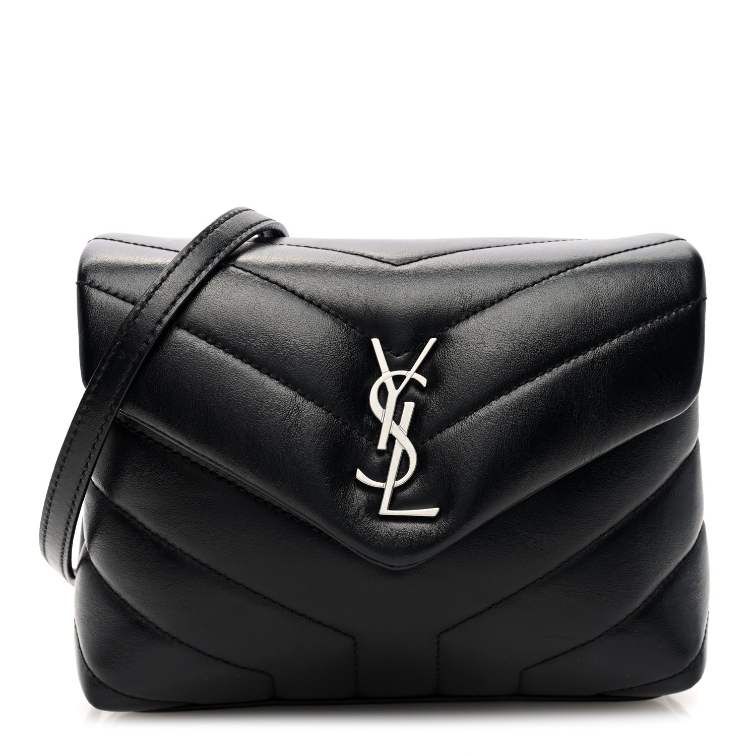 Saint Laurent Calfskin Y Quilted Monogram Toy Loulou Crossbody Bag Black 1 of 10
