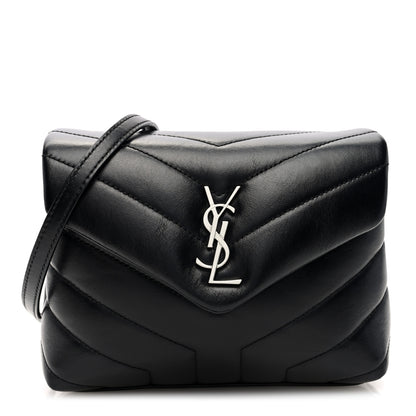Saint Laurent Calfskin Y Quilted Monogram Toy Loulou Crossbody Bag Black 1 of 10