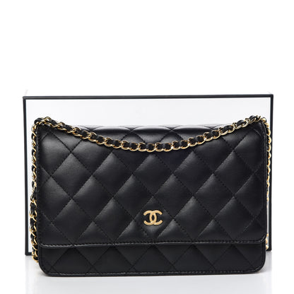 Chanel Lambskin Quilted Wallet On Chain WOC Black 11 of 11