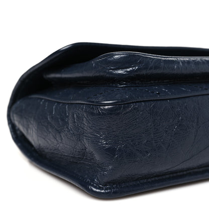 Saint Laurent Crinkled Calfskin Matelasse Monogram Baby Niki Chain Satchel Navy 8 of 10