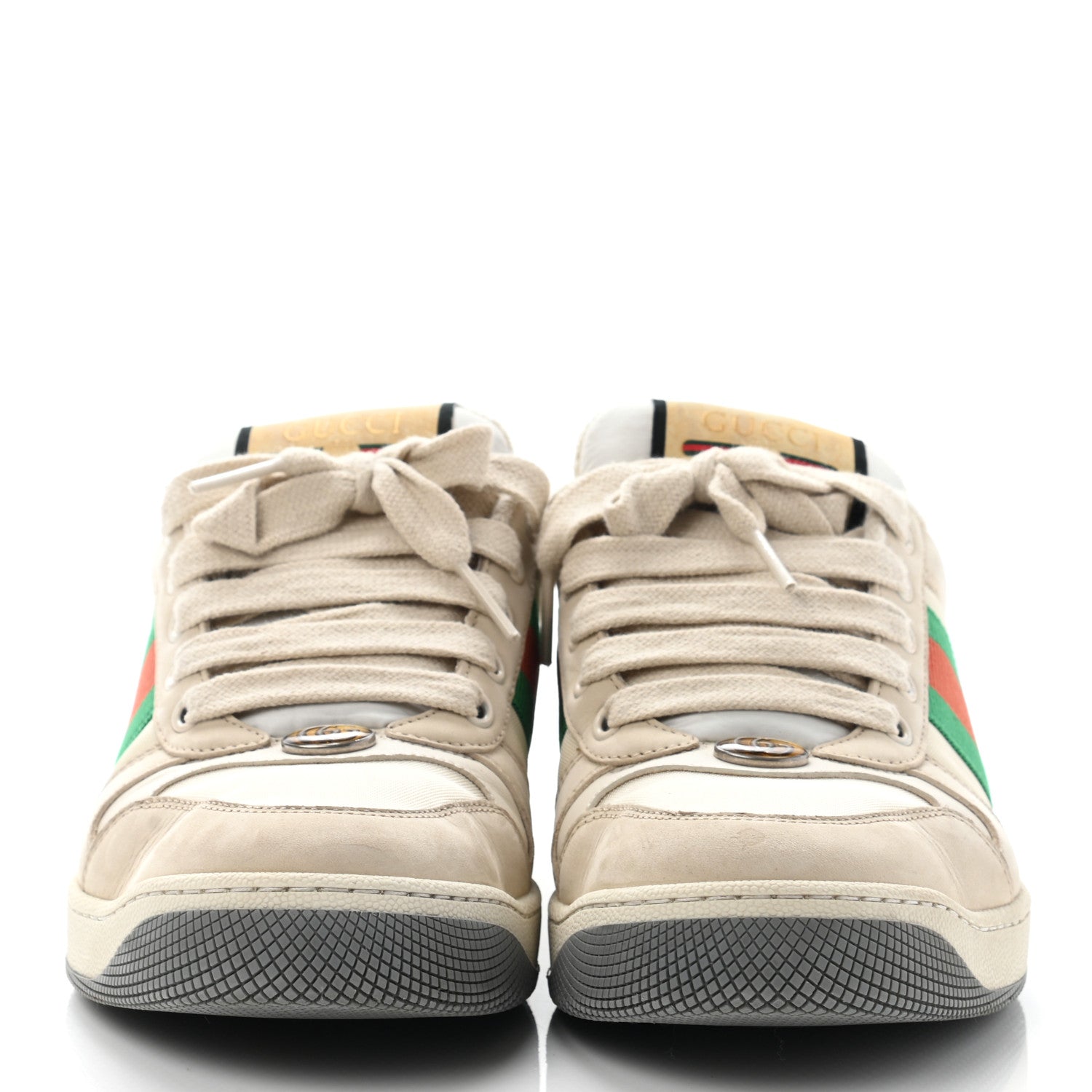 Gucci Nylon Nubuck Web Womens Screener Sneakers 38.5 Mystic White Dusty Milk 2 of 23