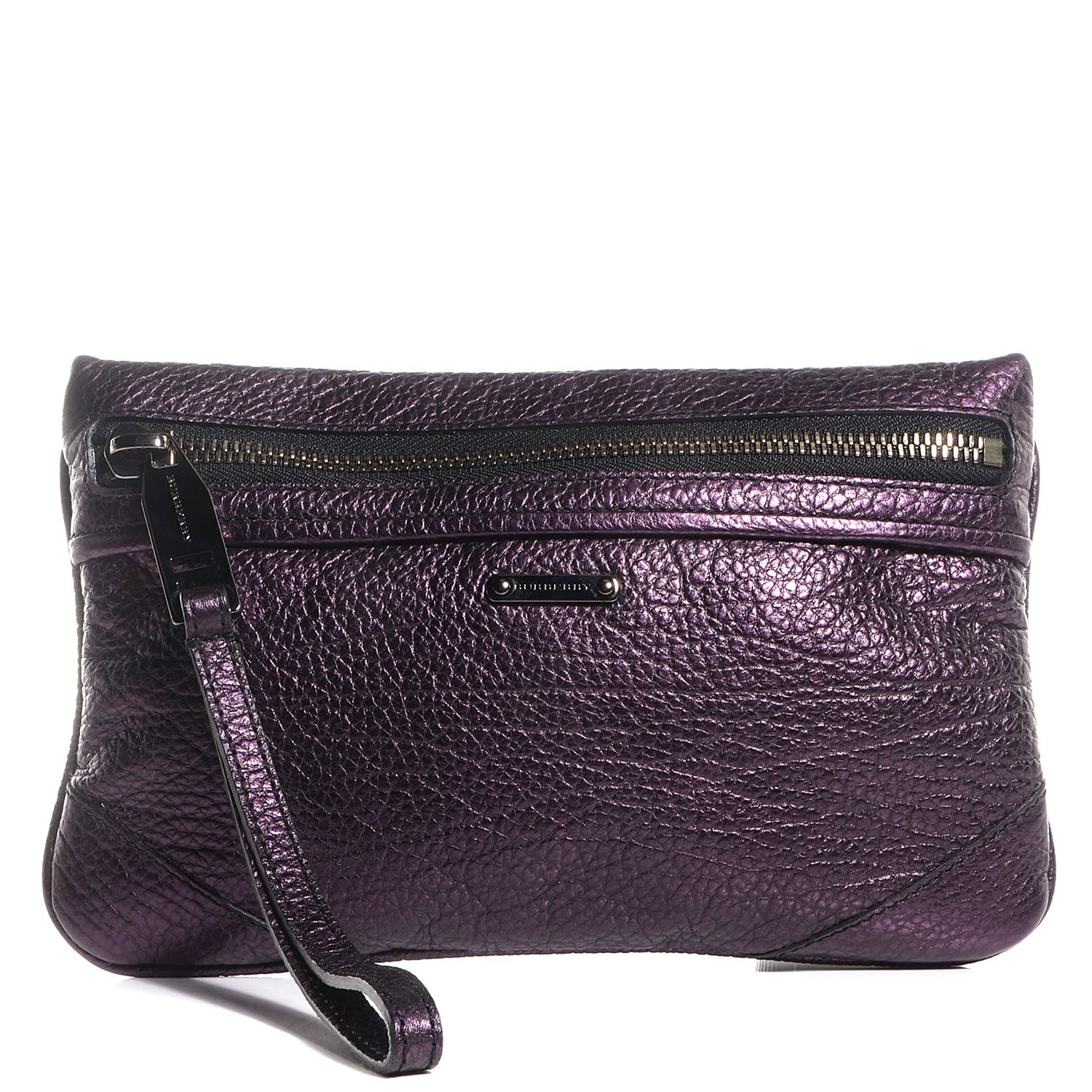 Burberry Metallic Grainy Calfskin Nevin Large Pouch Blackberry 1 of 10