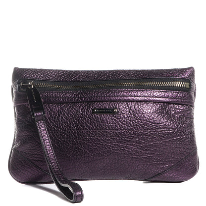 Burberry Metallic Grainy Calfskin Nevin Large Pouch Blackberry 1 of 10