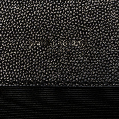 Saint Laurent Grain De Poudre Textured Mixed Matelasse Triquilt Small Monogram Satchel Black 6 of 10