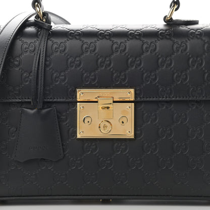 Gucci Guccissima Signature Small Padlock Top Handle Bag Black 8 of 16
