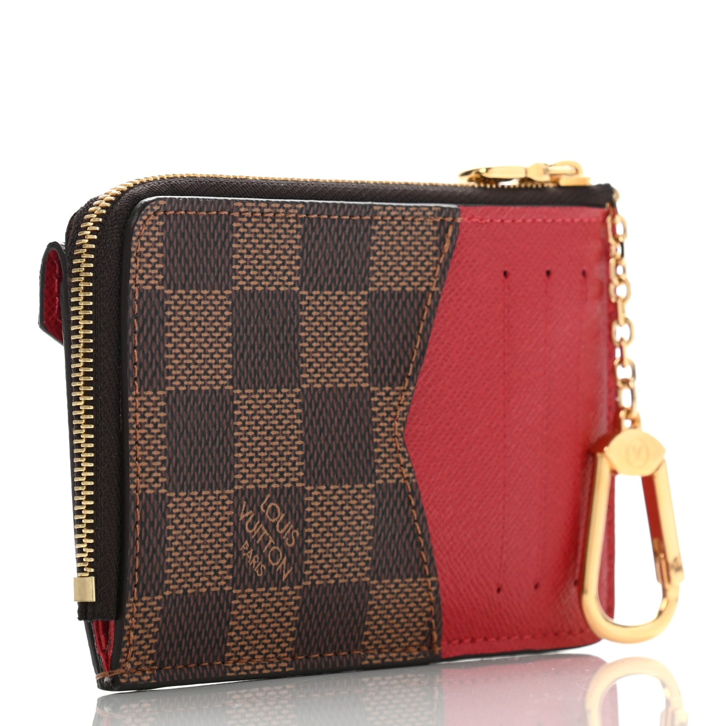 Damier Ebene Recto Verso Card Holder Red