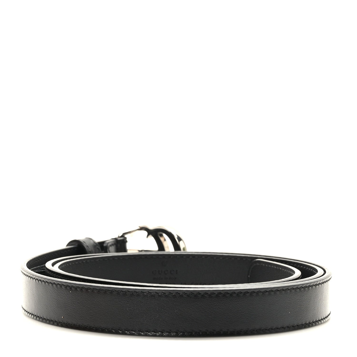 Gucci Plutone Calfskin Palladium Double G 20mm Belt 100 40 Black 2 of 6