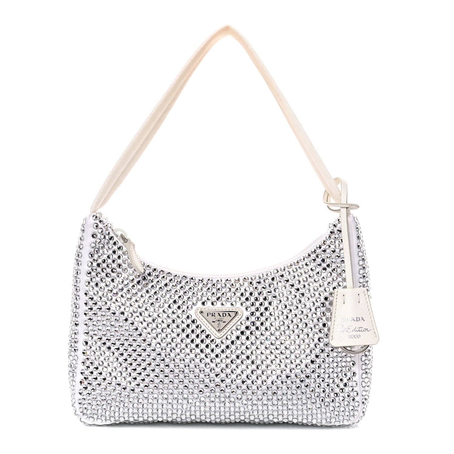 Prada Satin Crystal Mini Re-Edition 2000 Bag White 1 of 12