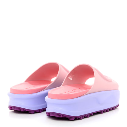 Gucci Soft Rubber Womens Interlocking G Platform 42mm Slide Sandals 38 Sugar Pink 4 of 9