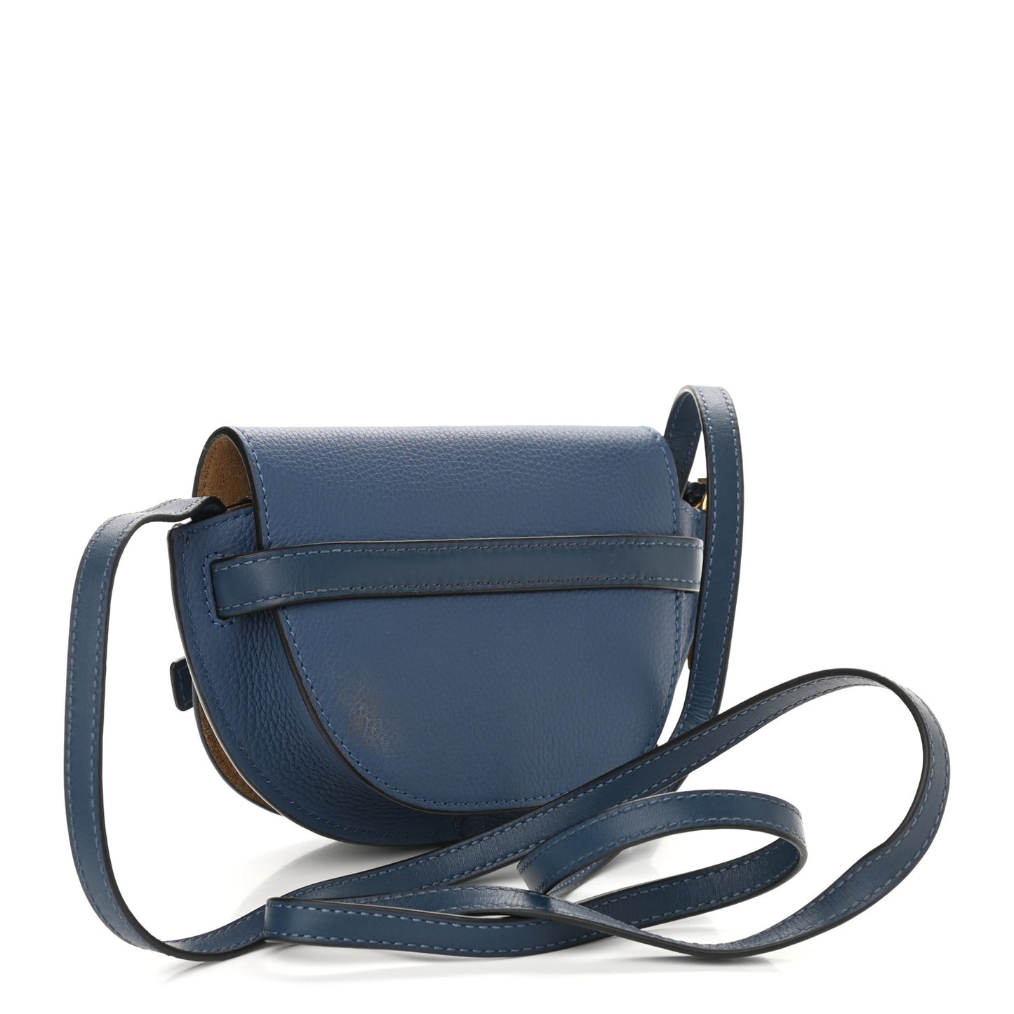 Grained Calfskin Mini Gate Crossbody Bag Steel Blue