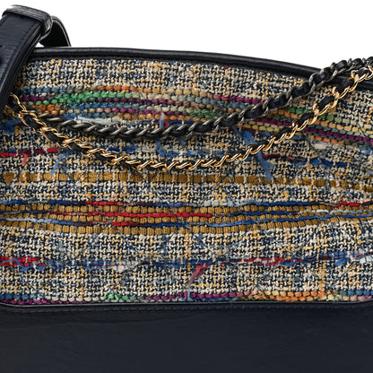Chanel Tweed Calfskin Quilted Medium Gabrielle Hobo Navy 8 of 13