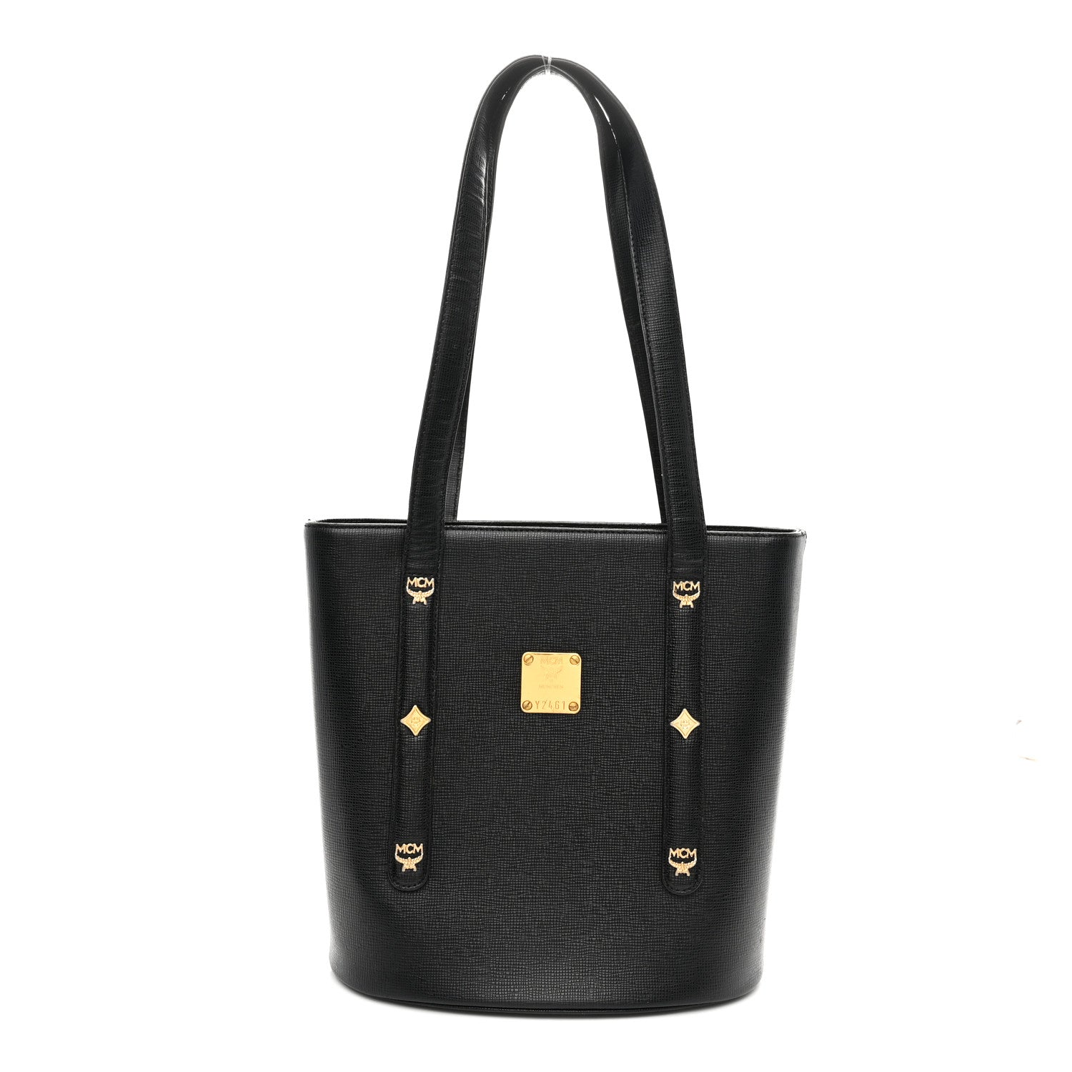 MCM Saffiano Studded Mini Tote Bag Black 1 of 9