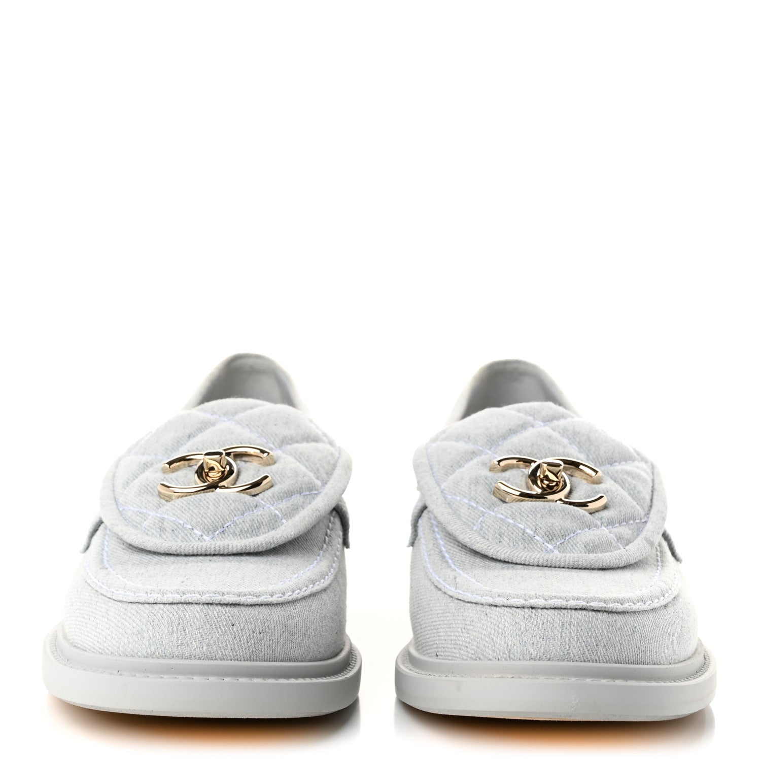 Chanel Denim CC Turnlock Loafers 40 Blue 3 of 10