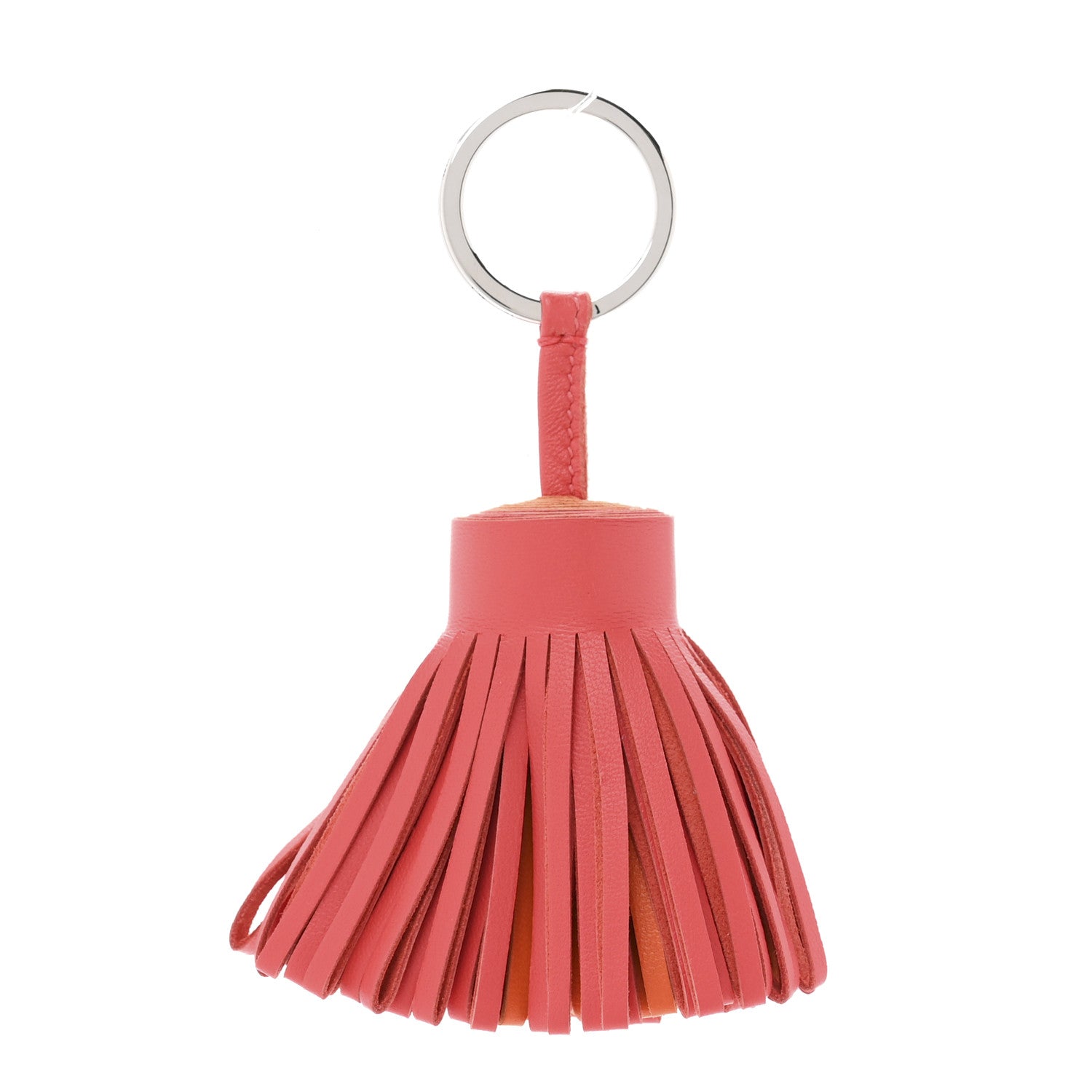 Hermes Lambskin Bicolor Carmen Tassel Key Holder Rose Jaipur Feu 1 of 5