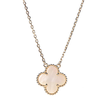Van Cleef & Arpels 18K Yellow Gold Mother of Pearl Vintage Alhambra Pendant Necklace 4 of 6