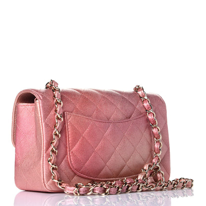 Chanel Metallic Lambskin Quilted Ombre Mini Rectangular Flap Pink 3 of 9