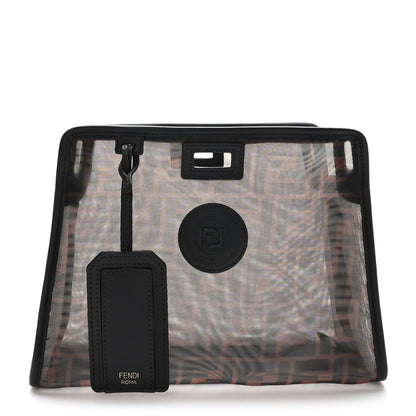 Fendi Mesh Vitello Century FF 1974 Mini Peekaboo Defender Cover Marrone Black Ebano 1 of 9