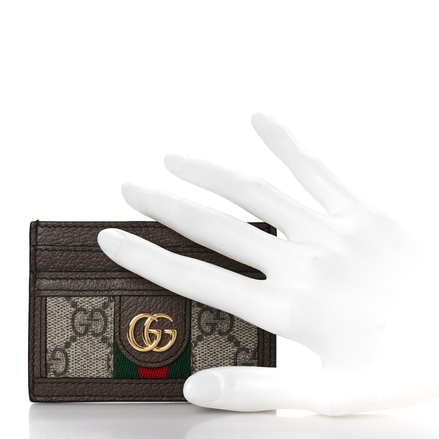 GG Supreme Monogram Ophidia Card Holder Brown