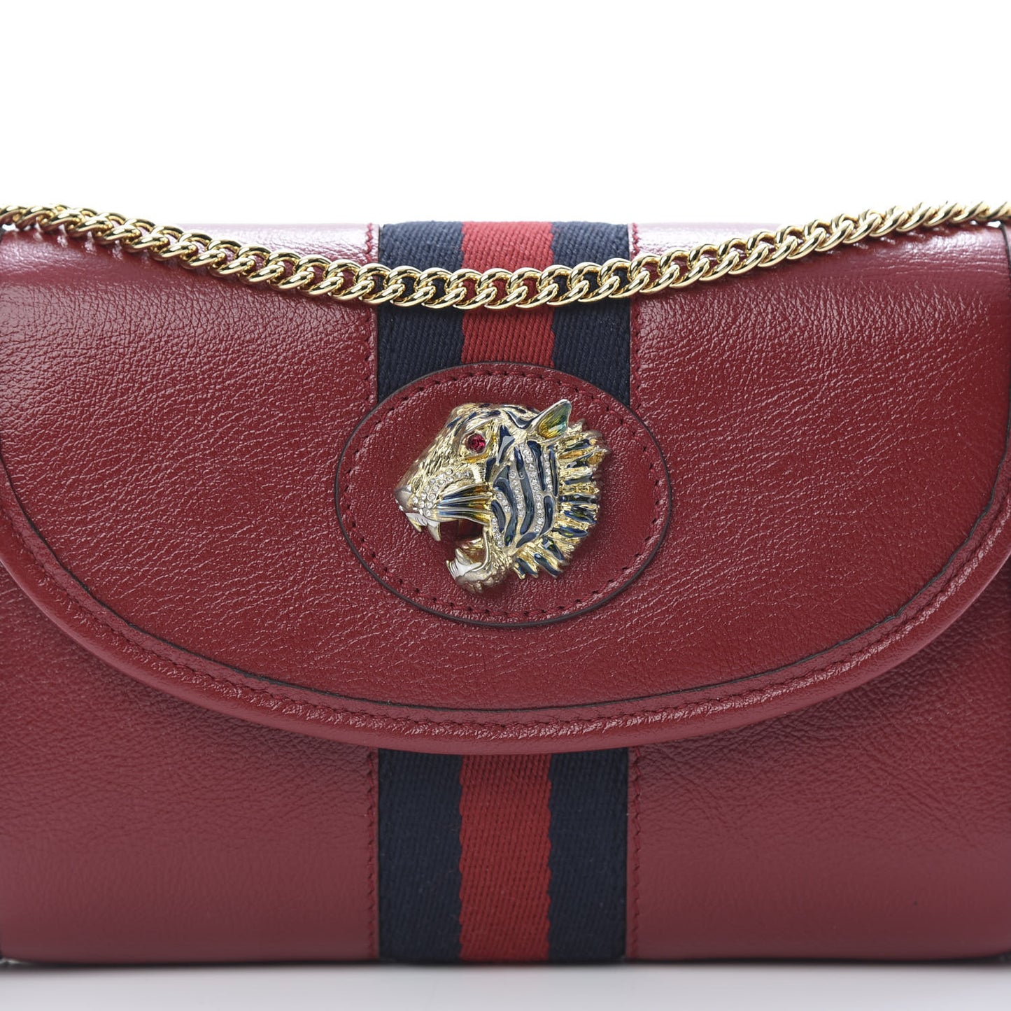 Textured Calfskin Web Mini Rajah Slim Flap Shoulder Bag Romantic Cherry
