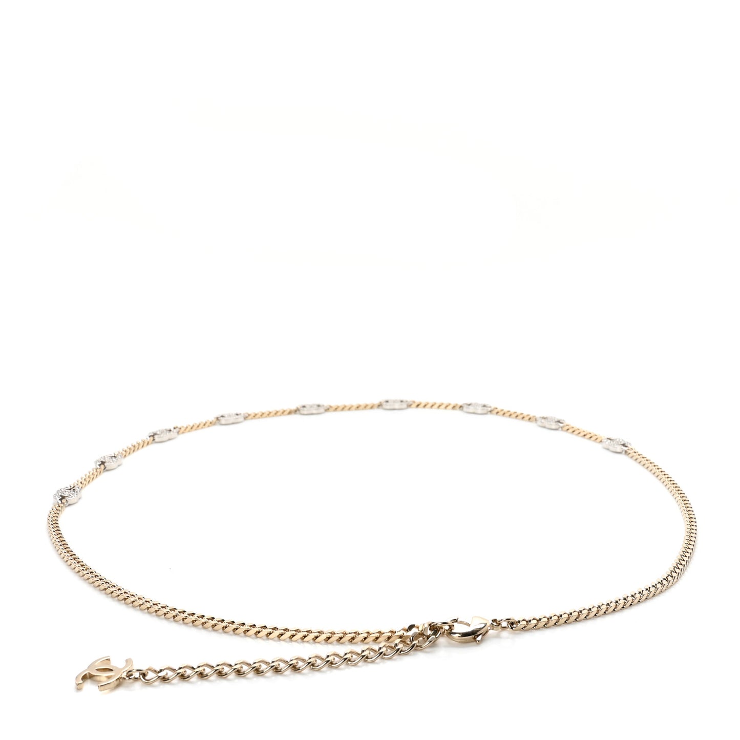 Crystal CC Chain Links Belt Gold Silver