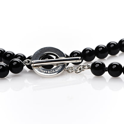 Tiffany Sterling Silver Black Onyx Bead Toggle Necklace 4 of 7