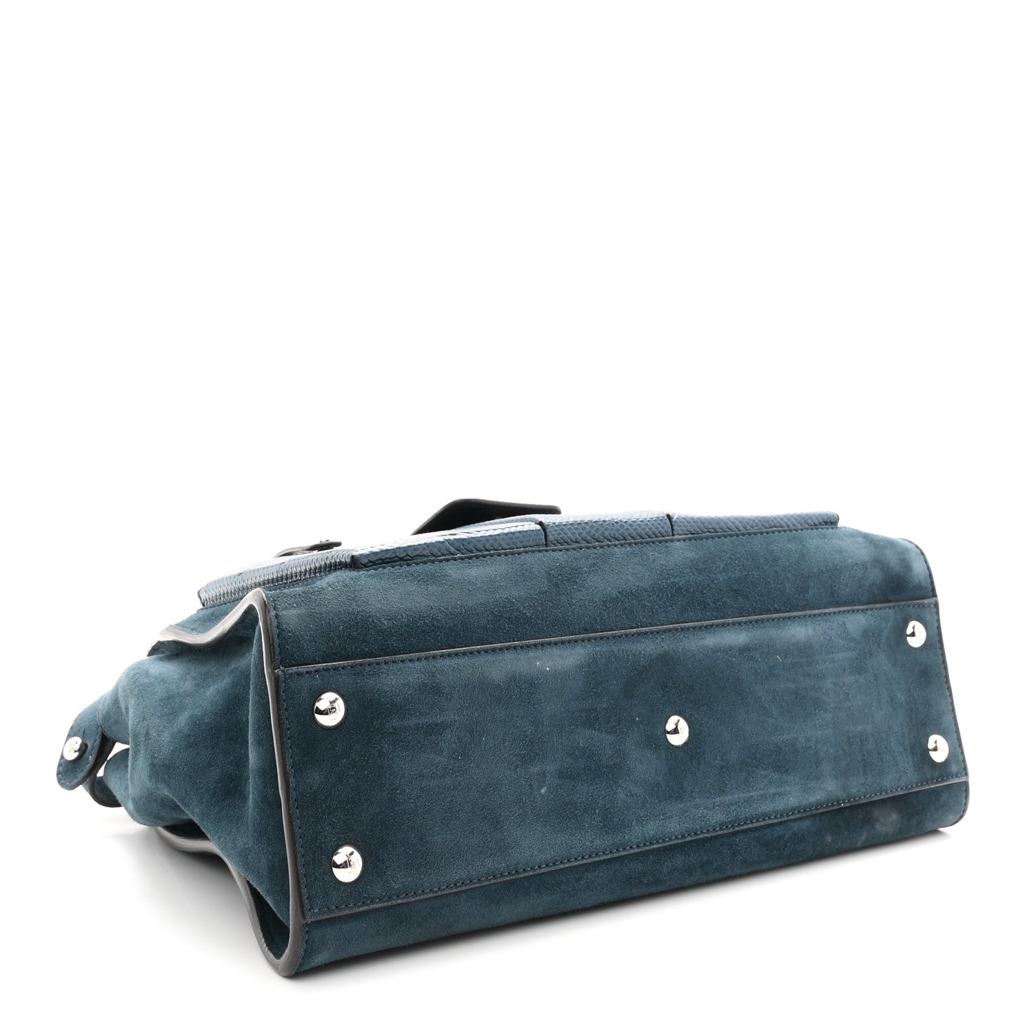 Fendi Chamois Karung Shiny Nappa Medium 3 Pocket Peekaboo Iconic Satchel Cobalto Petrolio 4 of 10