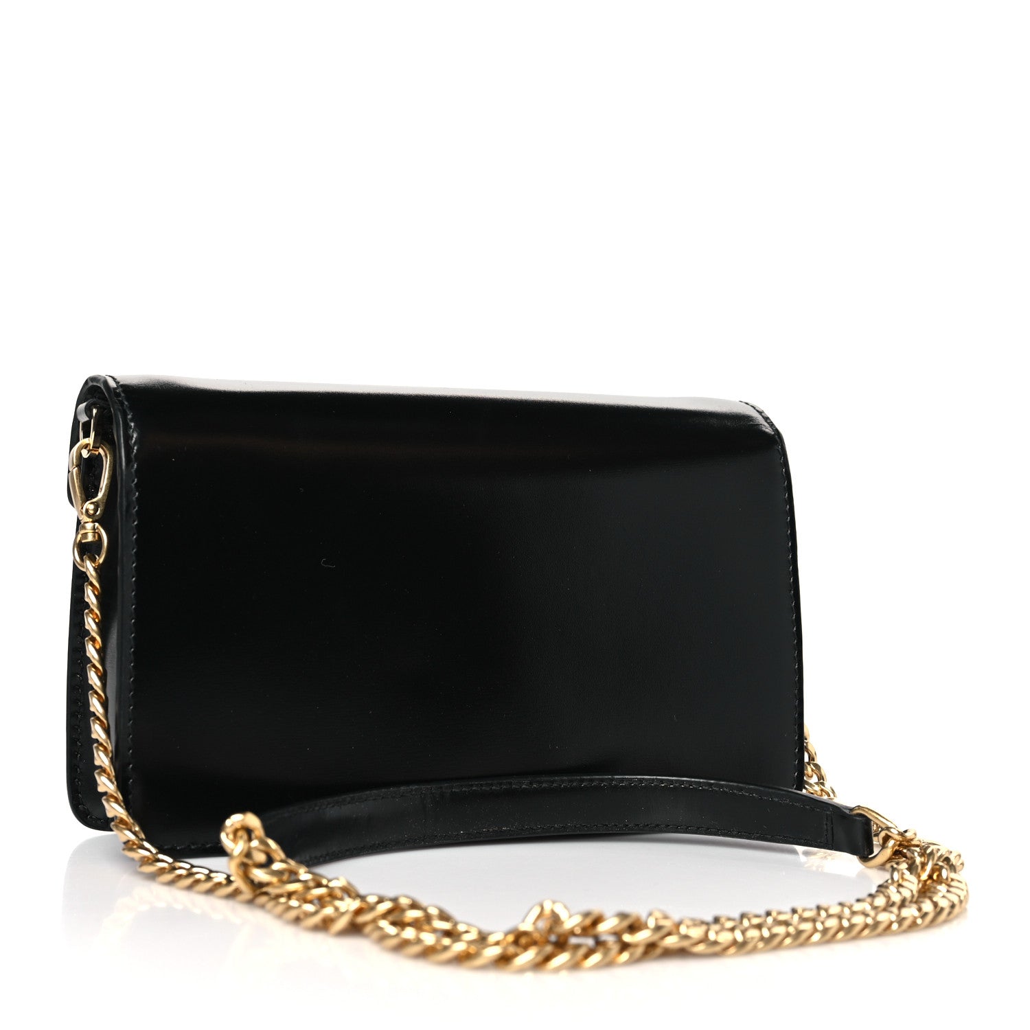 Prada Vitello Envelope Flap Chain Crossbody Bag Black 3 of 8