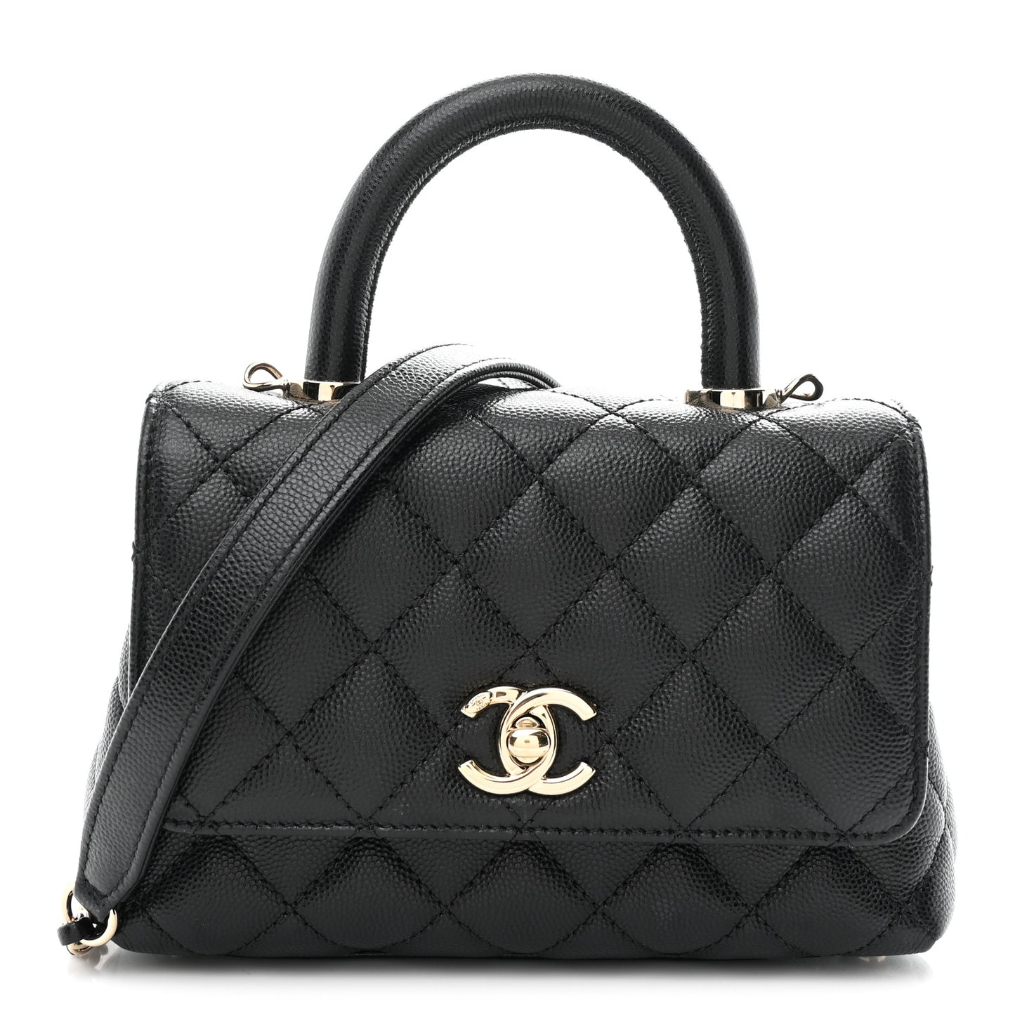 Caviar Quilted Extra Mini Coco Handle Flap Black