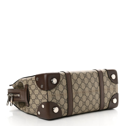 Gucci GG Supreme Monogram Textured Dollar Calfskin Small Detail Tote Beige Ebony New Acero 4 of 12