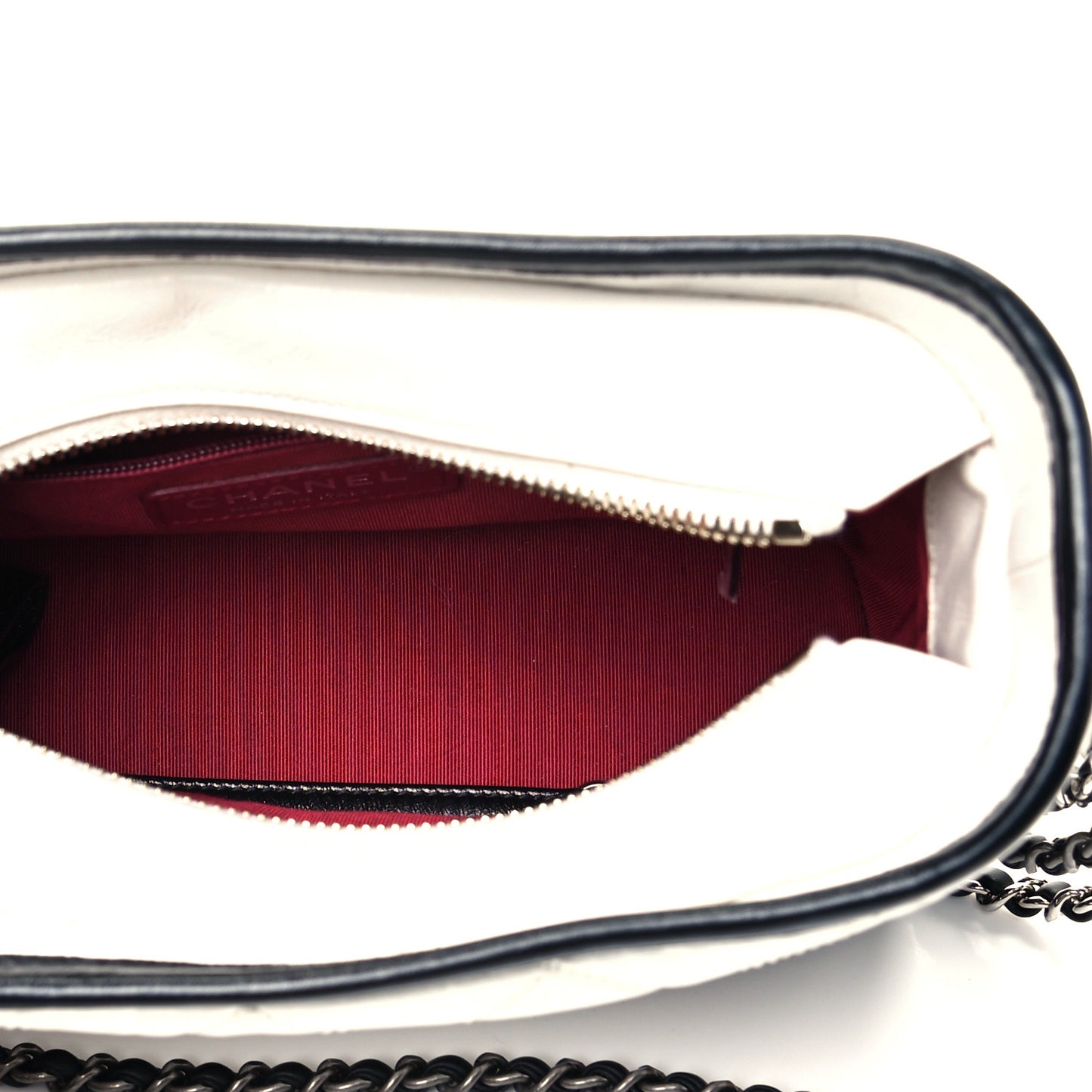 Aged Calfskin Quilted Small Gabrielle Hobo Black White