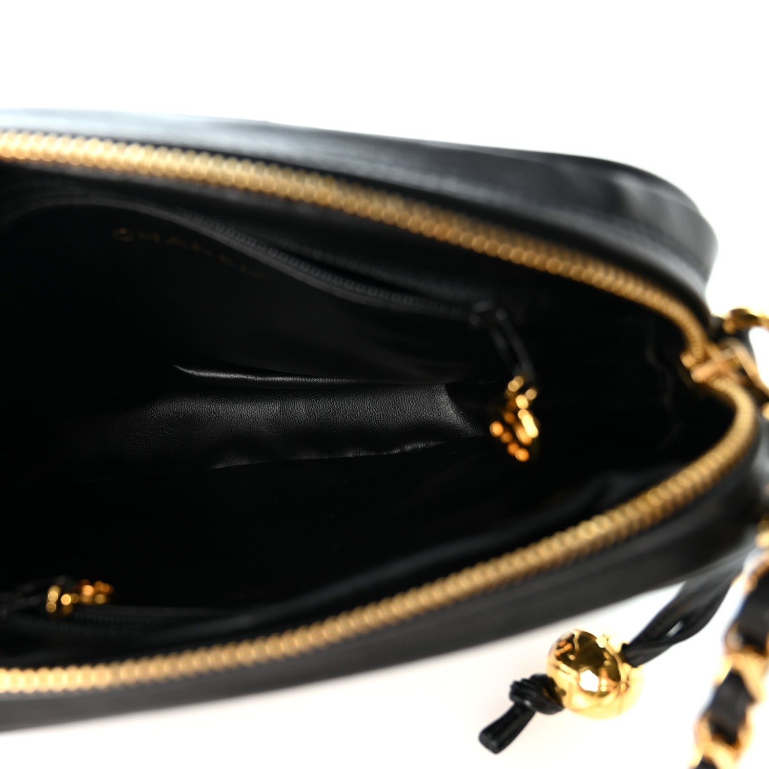 Chanel Lambskin Chevron Quilted Small Camera Case Black 4 of 9