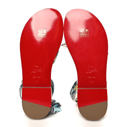 Christian Louboutin Crepe Satin Niloo Du Desert Flat Sandals 40 Multi Lin 5 of 8