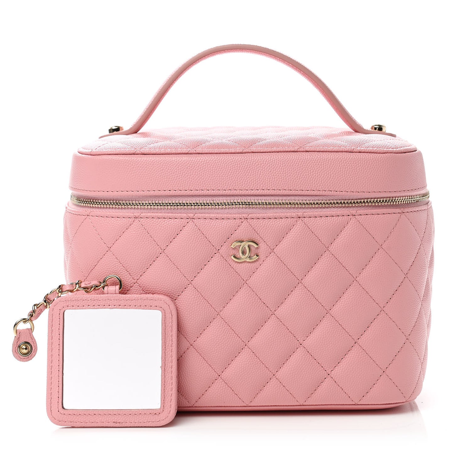 Caviar Quilted Large Vanity Pouch Pink