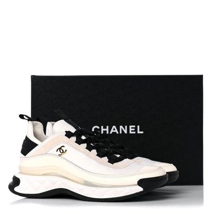 Chanel Velvet Calfskin Mixed Fibers CC Sneakers 39 Ivory Black 17 of 17