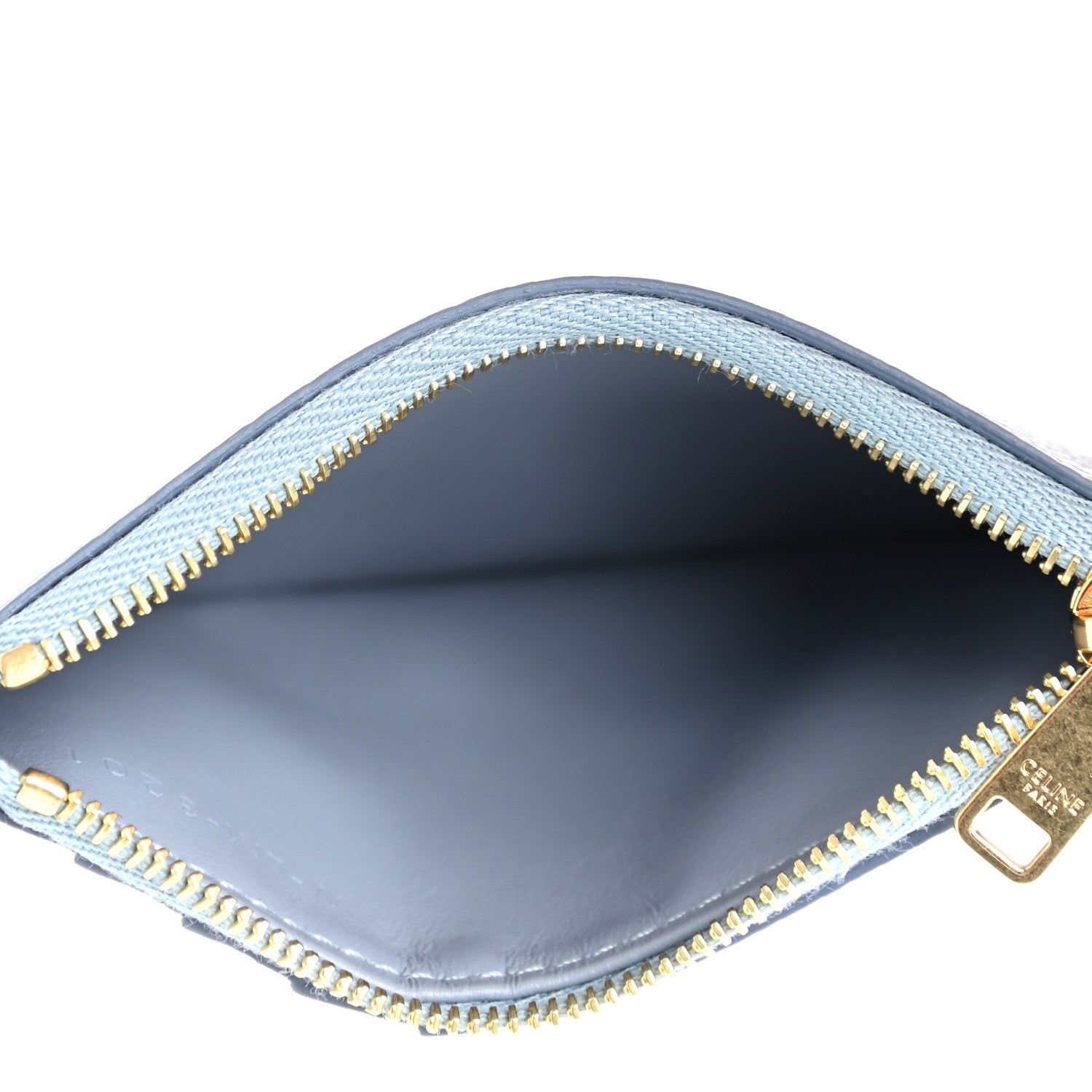 Celine Grained Calfskin Zipped Card Holder Artic Blue 5 of 7