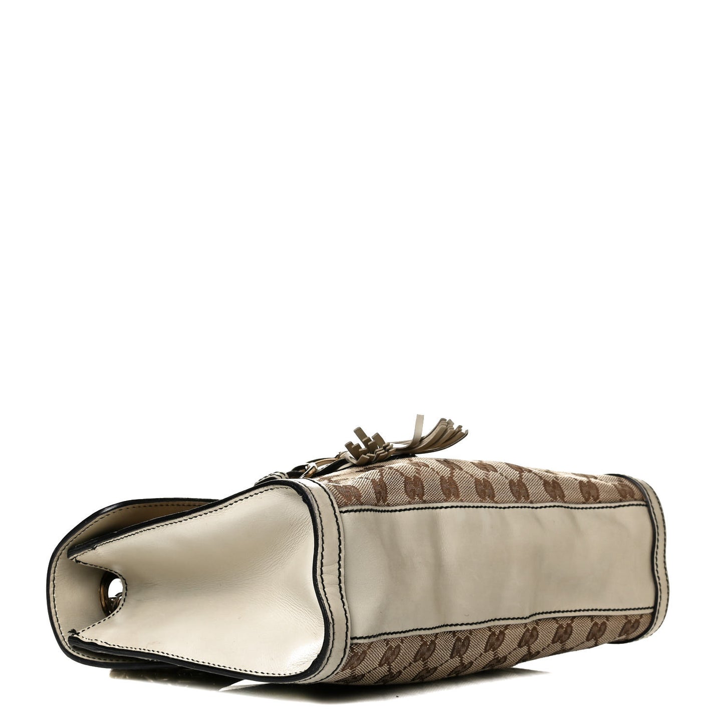 Monogram Margaux Calfskin Medium Emily Chain Shoulder Bag Beige Ebony Mystic White