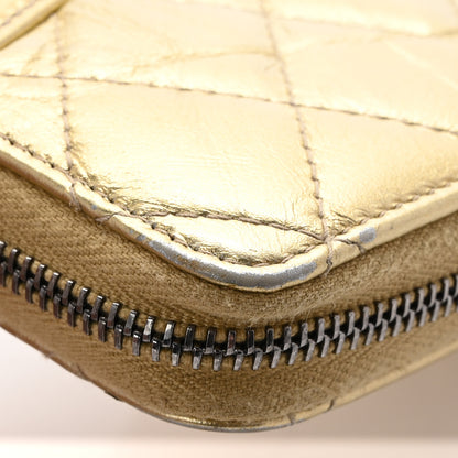 Chanel Metallic Aged Calfskin Quilted Small Gabrielle Zip Around Wallet Gold 11 of 13