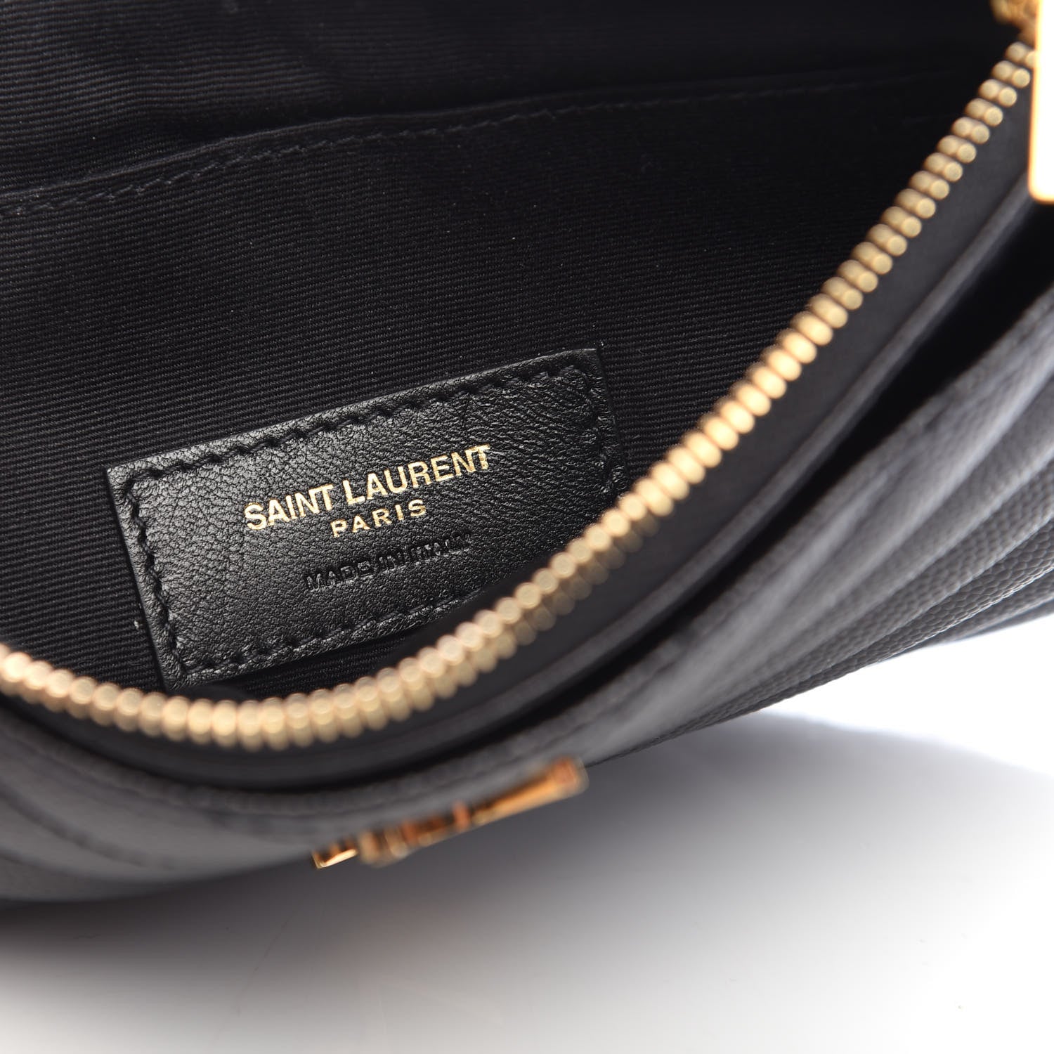 Saint Laurent Grain De Poudre Chevron Monogram Bill Pouch Black 6 of 8