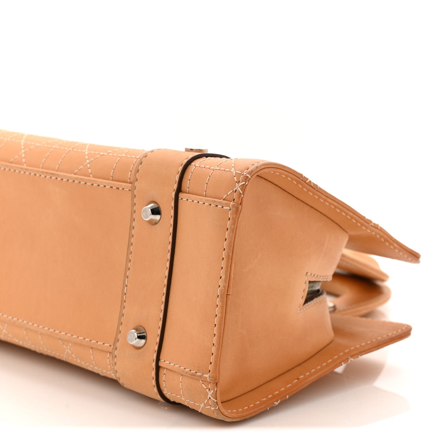 Calfskin Cannage Stitched Small East West Lady Dior Camel