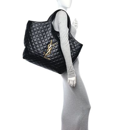 Saint Laurent Lambskin Quilted Maxi Icare Shopping Tote Black 3 of 11