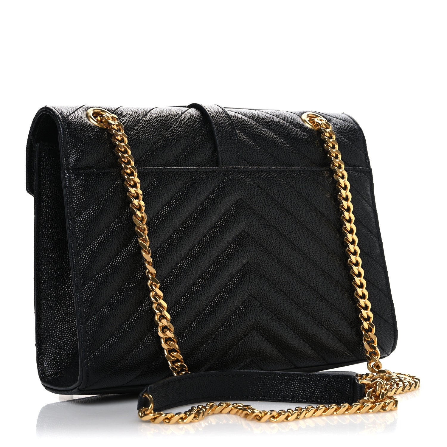 Saint Laurent Grain De Poudre Matelasse Chevron Medium Monogram Satchel Black 3 of 9
