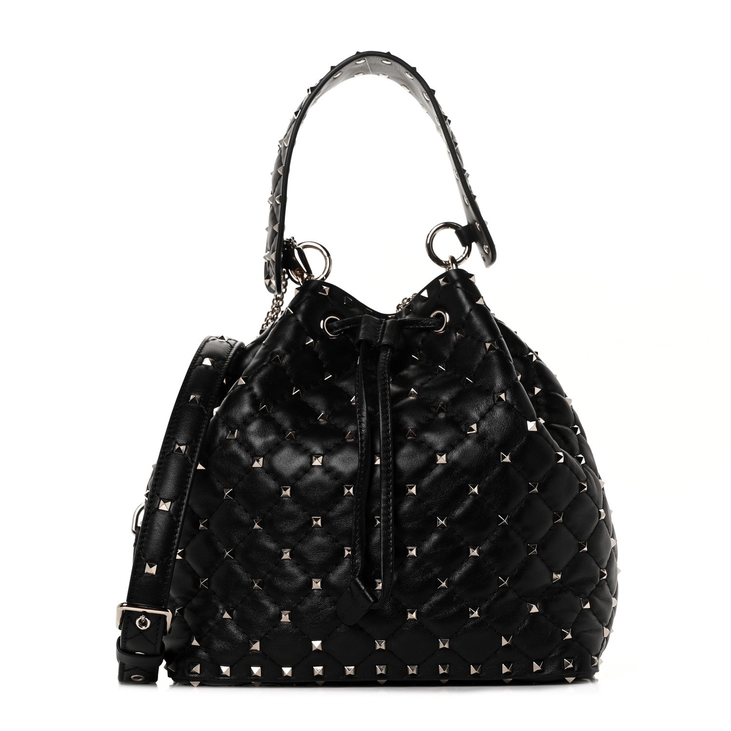 Valentino Garavani Nappa Medium Rockstud Spike Bucket Bag Black 1 of 7